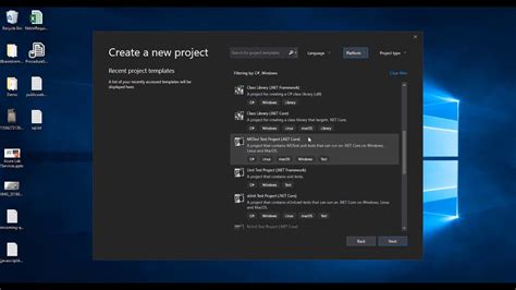 how to create ac project in visual studio 2019