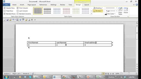 how to create address list in word