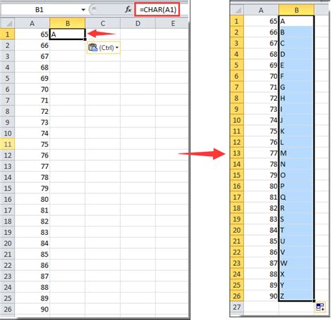 how to create alphabet list in excel