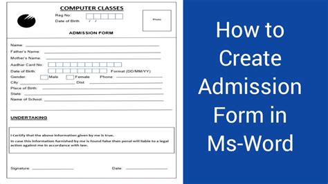 how to create an admission form in ms word