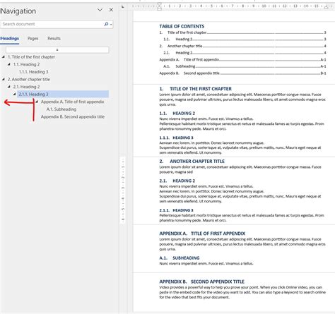 how to create an appendix in word 2016