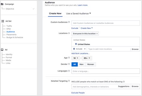 how to create an audience in facebook ads manager