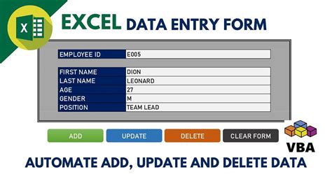 how to create an automated data entry form in excel vba