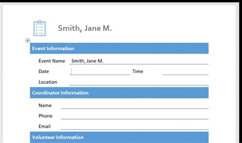 how to create an electronic fillable form in word