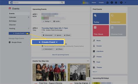 how to create an event on my fb page