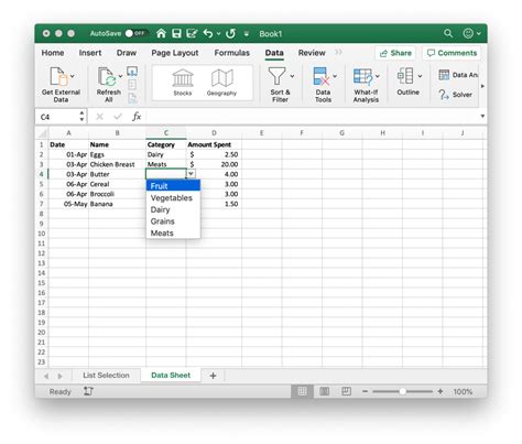 how to create an excel template with drop down menus