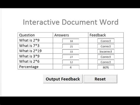 how to create an interactive word document