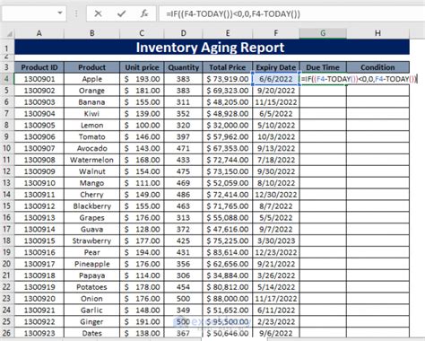 how to create an inventory aging report in excel
