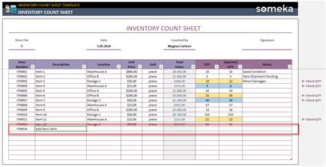 how to create an inventory count sheet in excel
