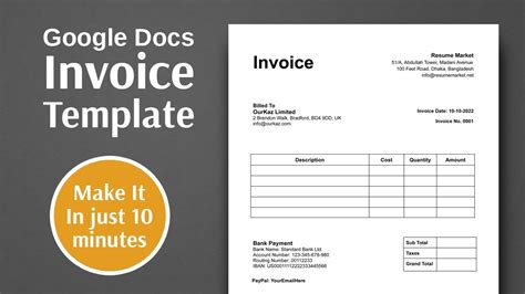 how to create an invoice in google docs