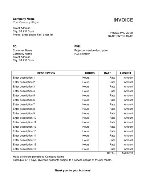 how to create an invoice using microsoft word