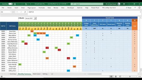 how to create annual leave planner in excel