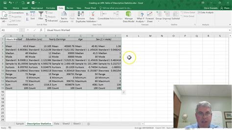 how to create apa style table in excel