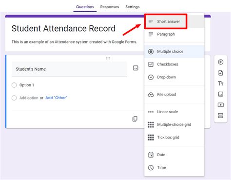 how to create attendance form using google forms