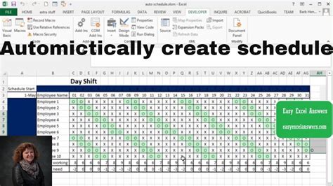 how to create automatic shift schedule in excel