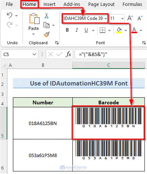 how to create barcode in excel 365