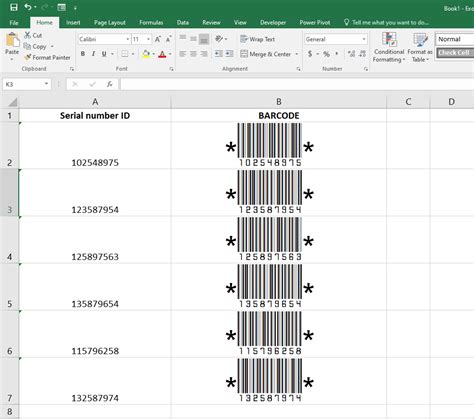 how to create barcode in excel sheet