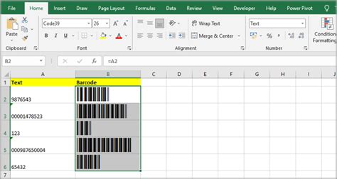 how to create barcode in excel without font