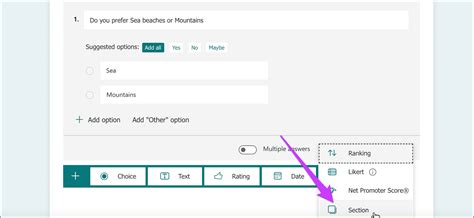 how to create branching in microsoft forms