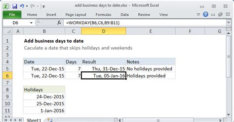 how to create business days in excel