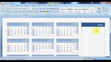 how to create calendar using ms word