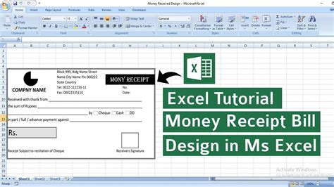 how to create cash receipt in excel