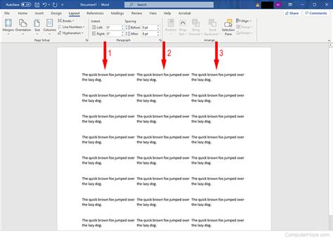 how to create columns in word without lines