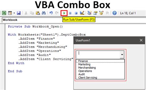 how to create combobox in vba excel