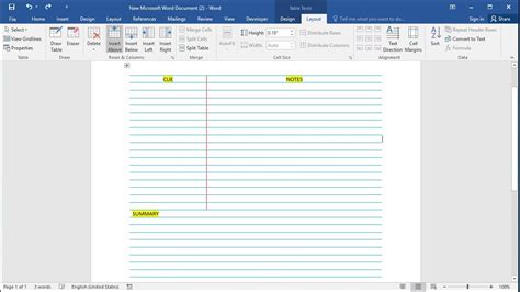 how to create cornell notes in word