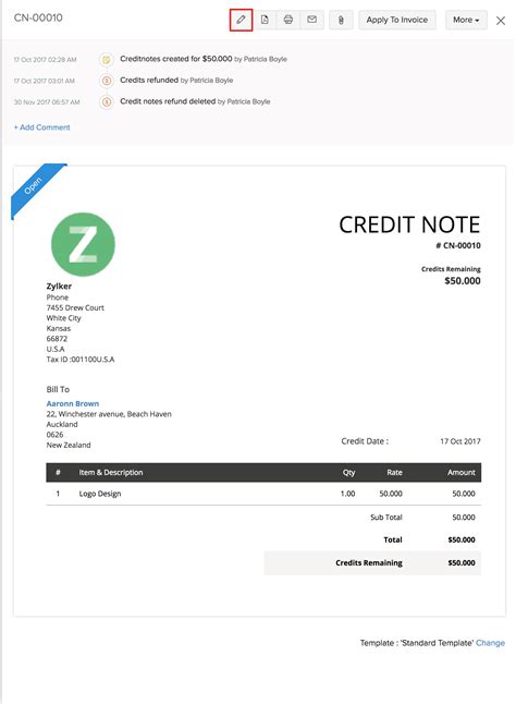 how to create credit note in zoho invoice