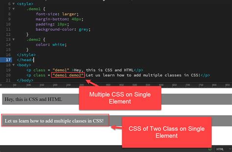 how to create css class in html