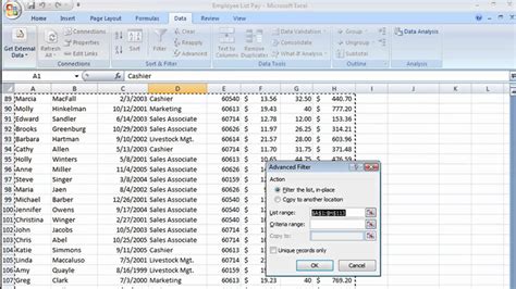 how to create custom filter excel