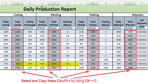 how to create daily production report in excel