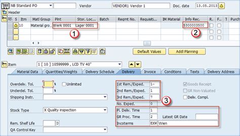 how to create delivery for purchase order in sap