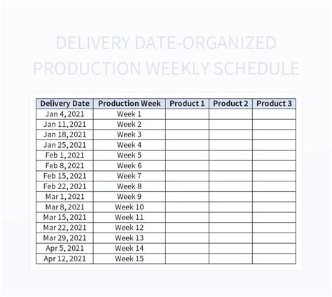 how to create delivery schedule in excel