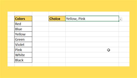 how to create drop down list in excel with multiple selections and color