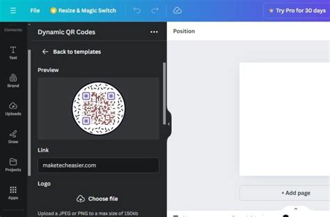 how to create dynamic qr code in canva