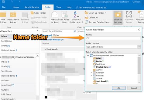 how to create email folder on iphone outlook
