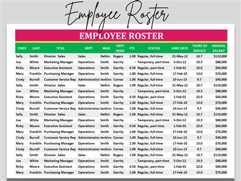 how to create employee roster in excel