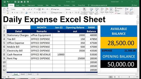 how to create expense tracker in excel