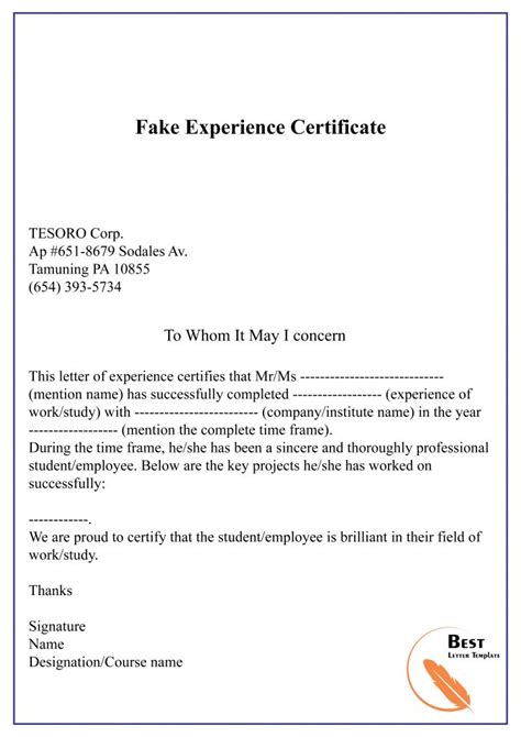 how to create experience letter in word