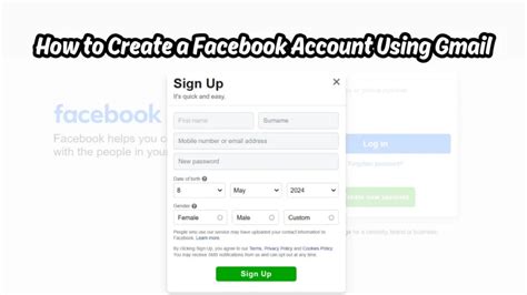 how to create facebook account using gmail