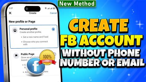 how to create facebook account without number and email