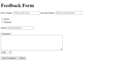 how to create feedback form in html