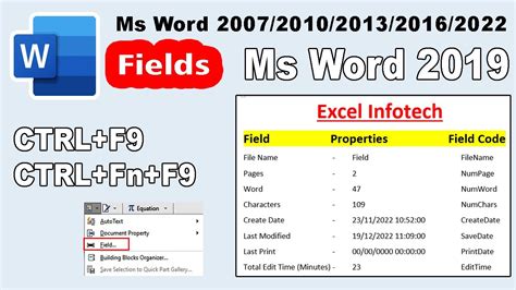 how to create field codes in word