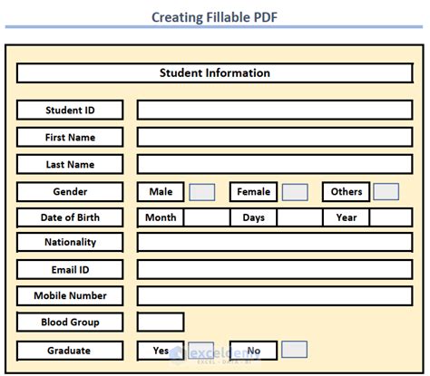 how to create fillable pdf in excel