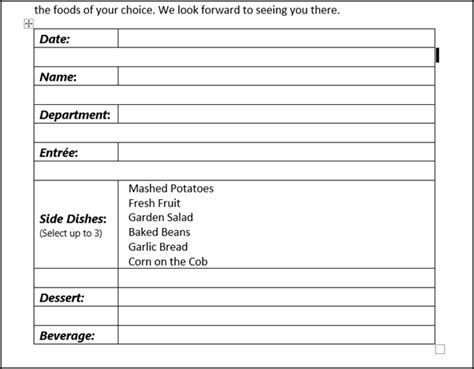 how to create fillable table in word