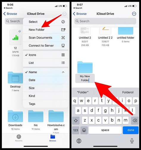 how to create folder in files iphone