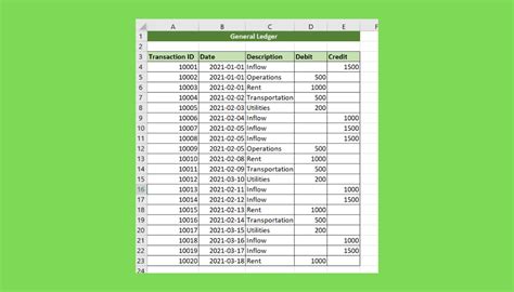 how to create general ledger in excel
