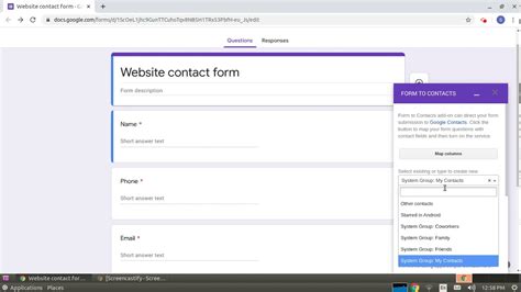 how to create google contact form